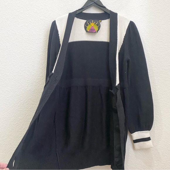 TWELVE by TWELVE Los Angeles Black & White Long Cardigan Sweater Size L - Picture 6 of 15